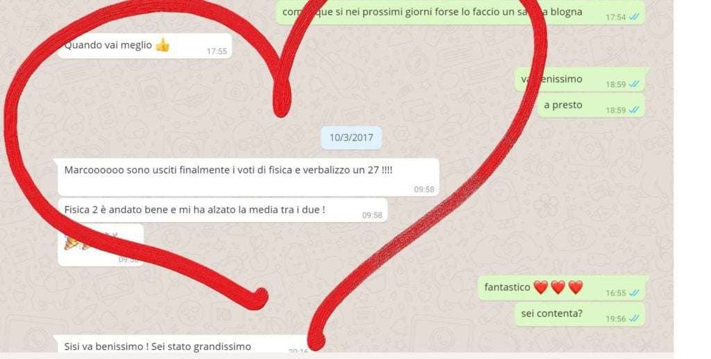 Screen da whatsapp esame superato